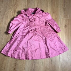 Vintage Rothschild Spring Coat Raincoat 2T Pink Bows Removable Hood